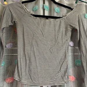 Black and white off the shoulder crop top